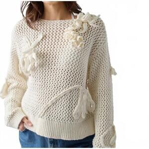 NEW LINGUA FRANCA crochet cammy boatneck top in cream